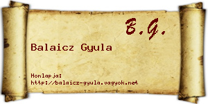 Balaicz Gyula névjegykártya
